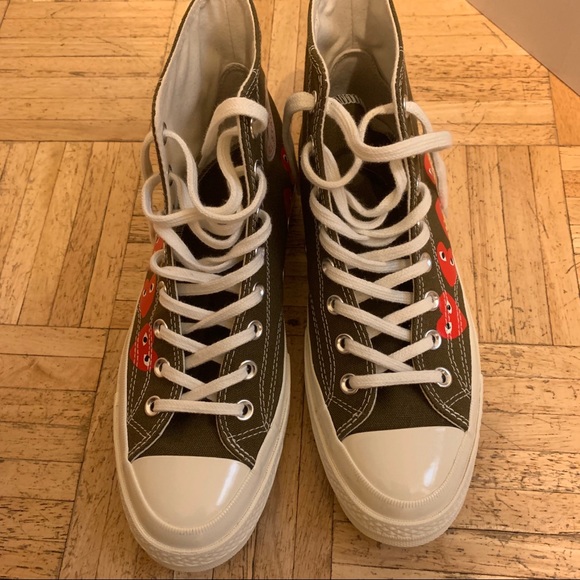 olive green cdg converse